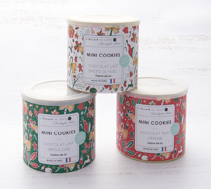 Identité visuelle packaging L'Éclair de Génie Noël 2022 Mini cookies