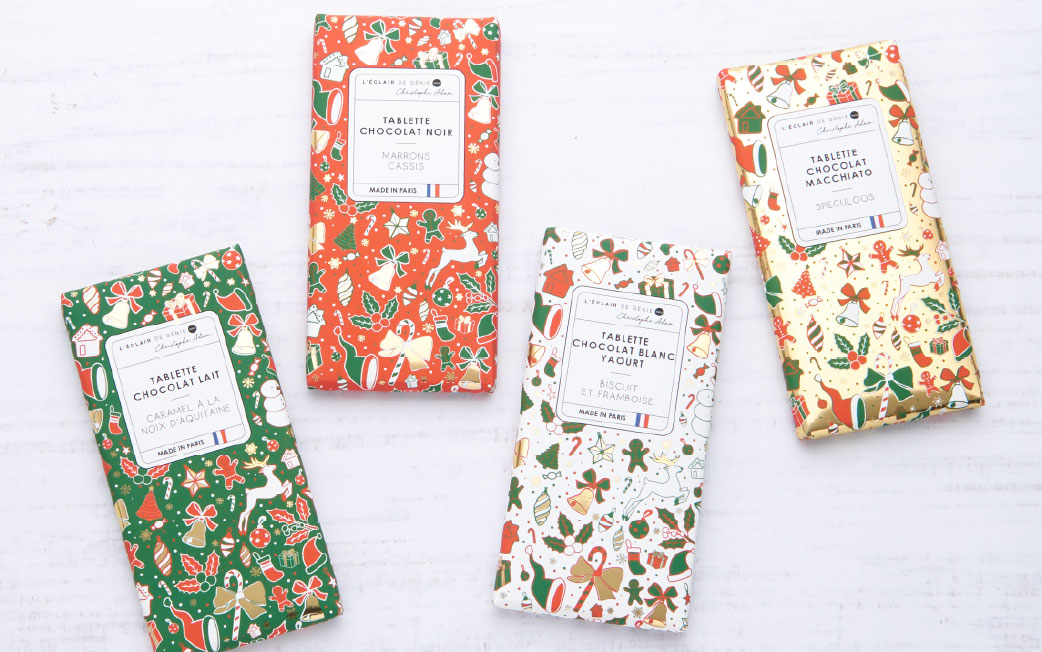 Identité visuelle packaging L'Éclair de Génie Noël 2022 Tablette de Chocolat