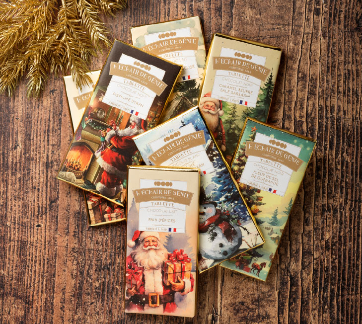 Noël 2025 Packaging identité visuelle L'Éclair de Génie Tablette de Chocolat